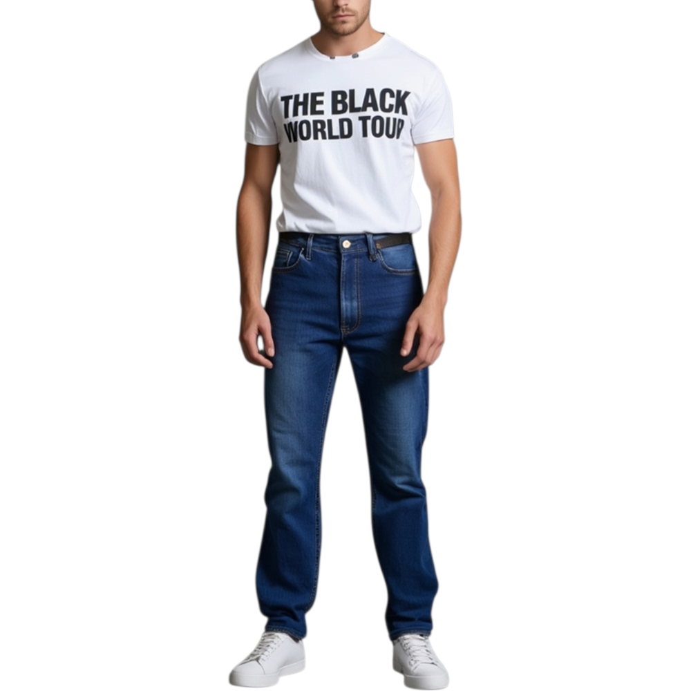 T-SHIRT MAGLIETTA CON COLLO ROTONDO E MANICHE CORTE CON DESIGN POPULAR DOPPIO COLORE BIANCO