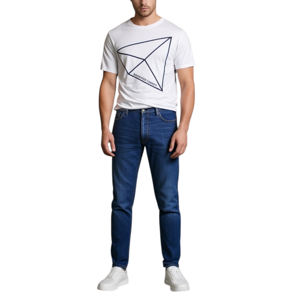 T-shirt Uomo man bianca collo rotondo manica corta fatasia amsterdam couture moda giovanile .