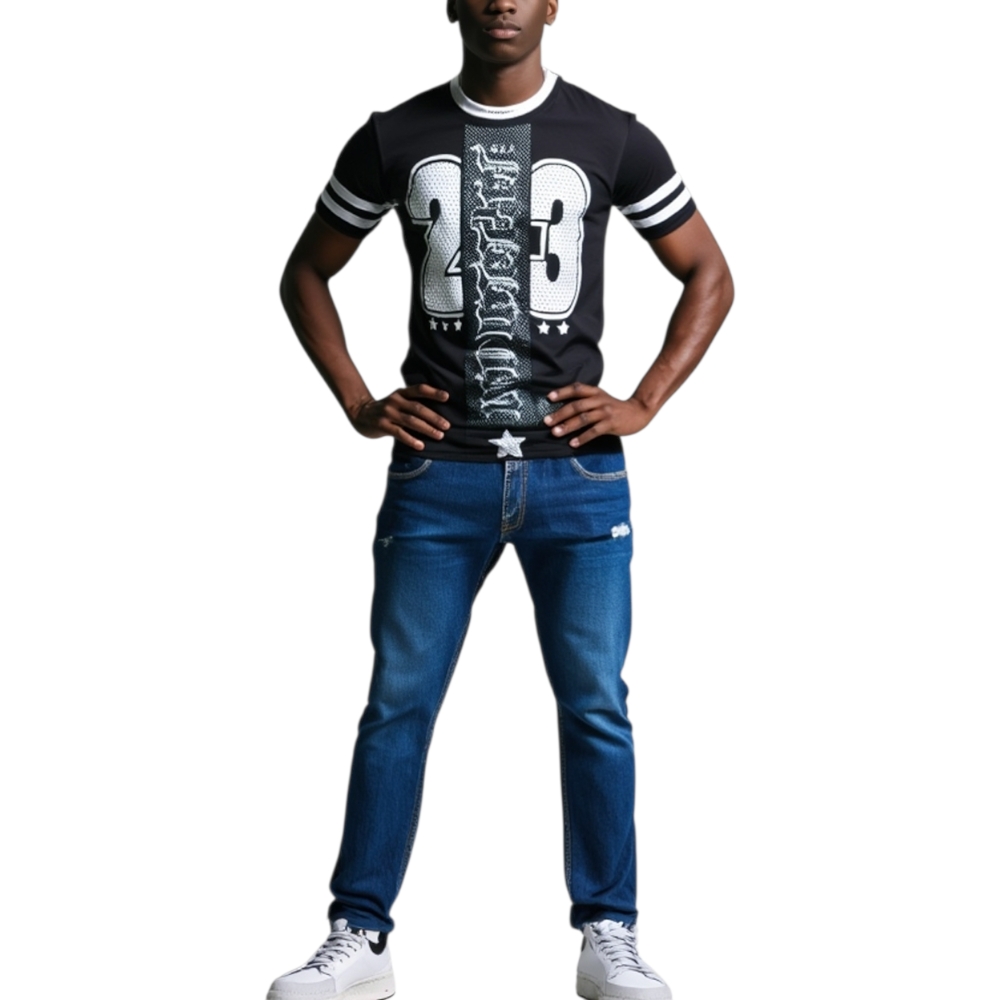 T-Shirt maglietta uomo nero cotone con collo rotondo e maniche corte slim fit con design made in italy estate.