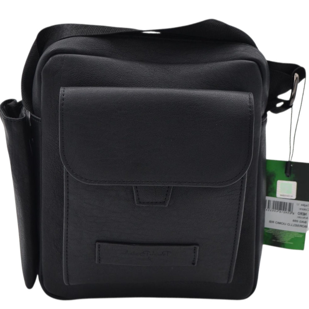 Borsa tracolla uomo borsello nero con 3 scompartimenti e zip capiente viaggio lavoro porta tutto.