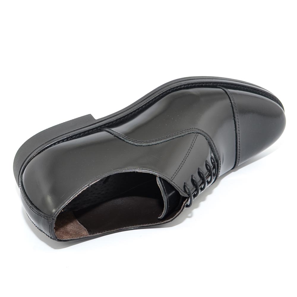 Scarpe Uomo Francesina Inglese Vera Pelle Lucida Nera Made In Italy - 12