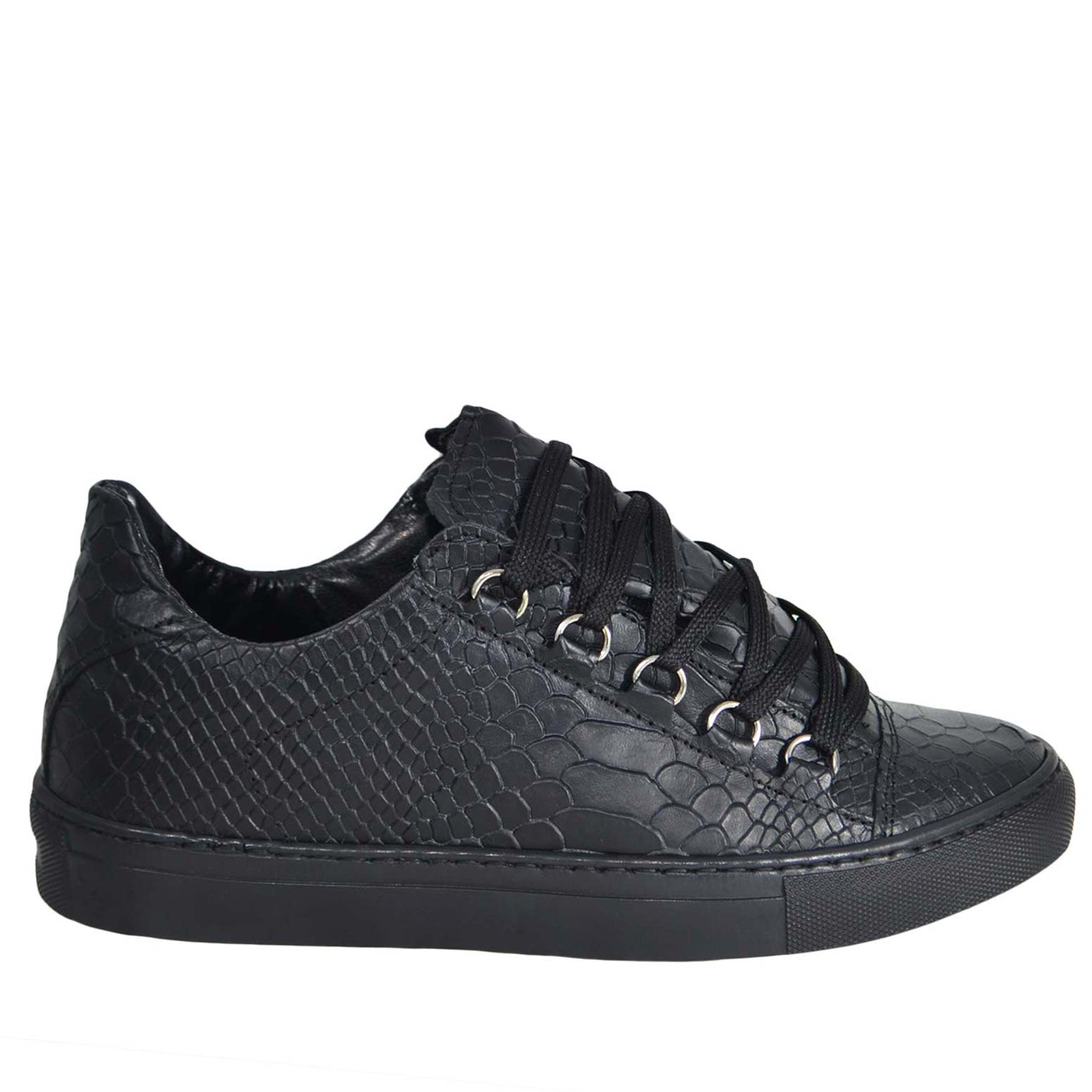 Sneakers pelle squamata nero 