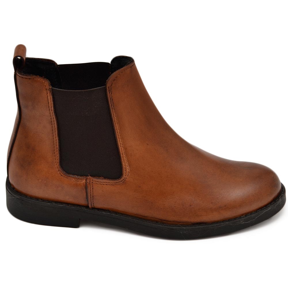 Beatles uomo stivaletto con elastico in vera pelle cuoio suola in gomma ultraleggera casual made in italy