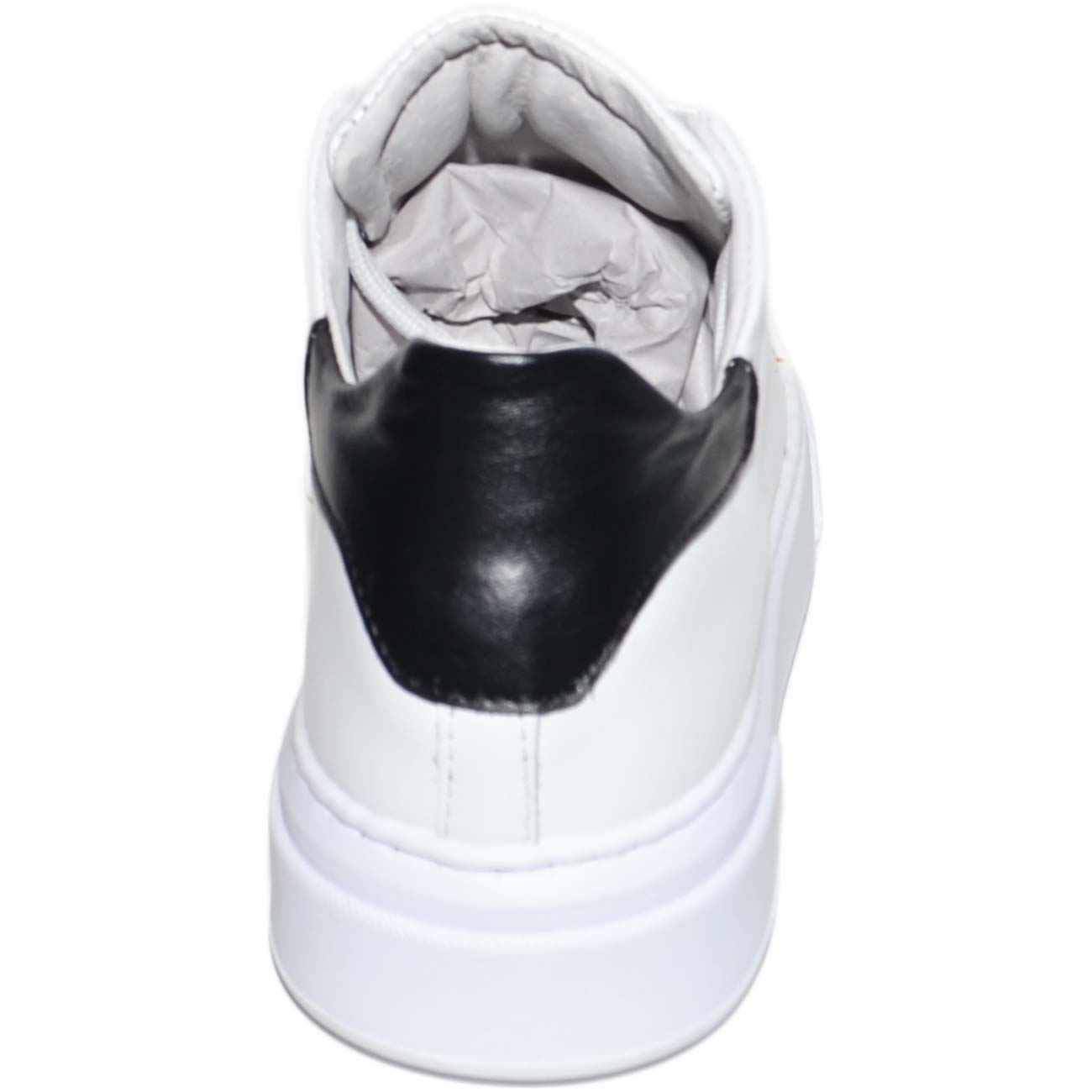 VIA CONDOTTI Sneakers Alte Uomo In Vera Pelle Bianco/Grigio Sfumato Con Borchie E Cerniera