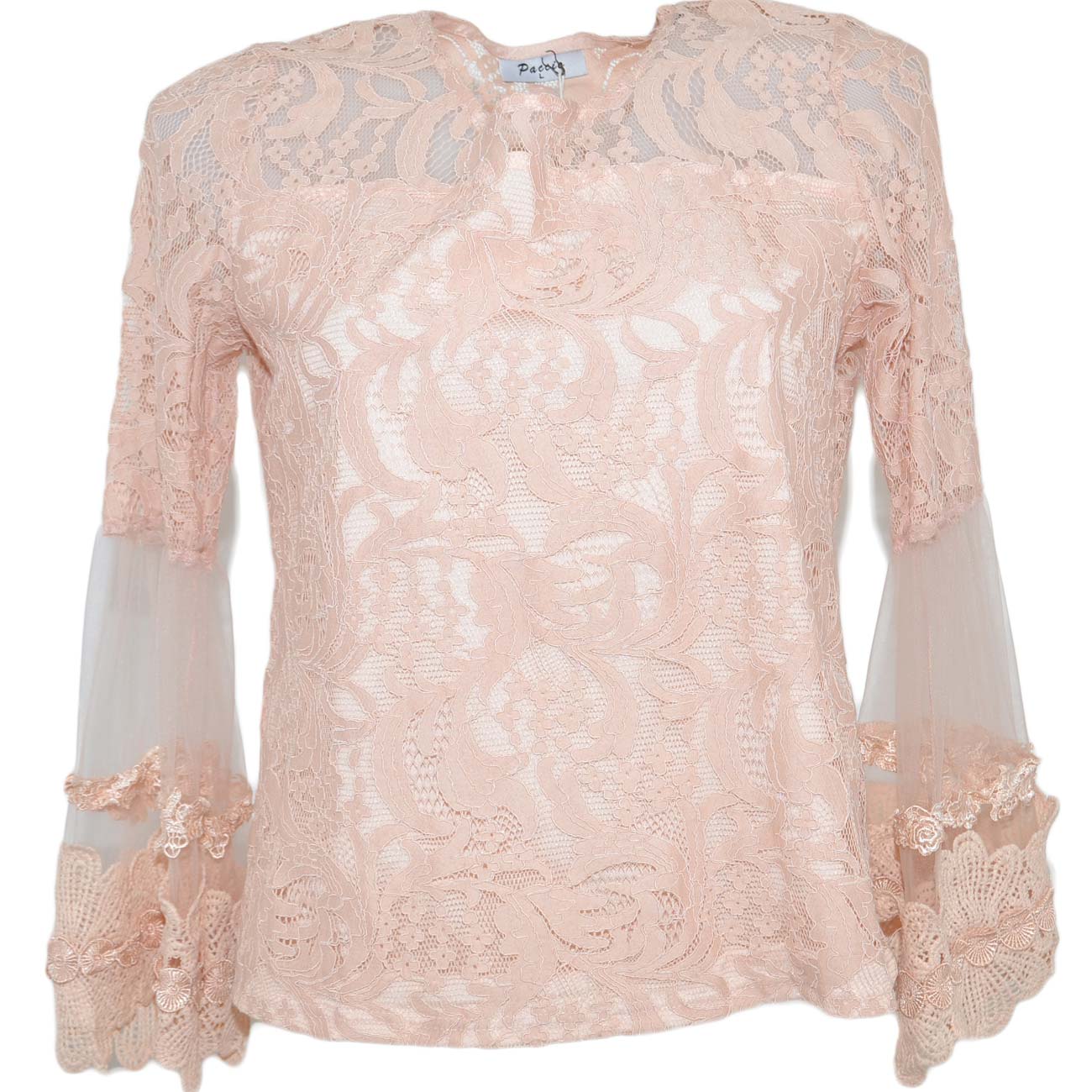 Blusa In Pizzo Donna Con Scollo A V E Manica Lunga – Camicetta Elegante E Dimagrante, Perfetta Per San Valentino, Carnevale, Feste E Uscite