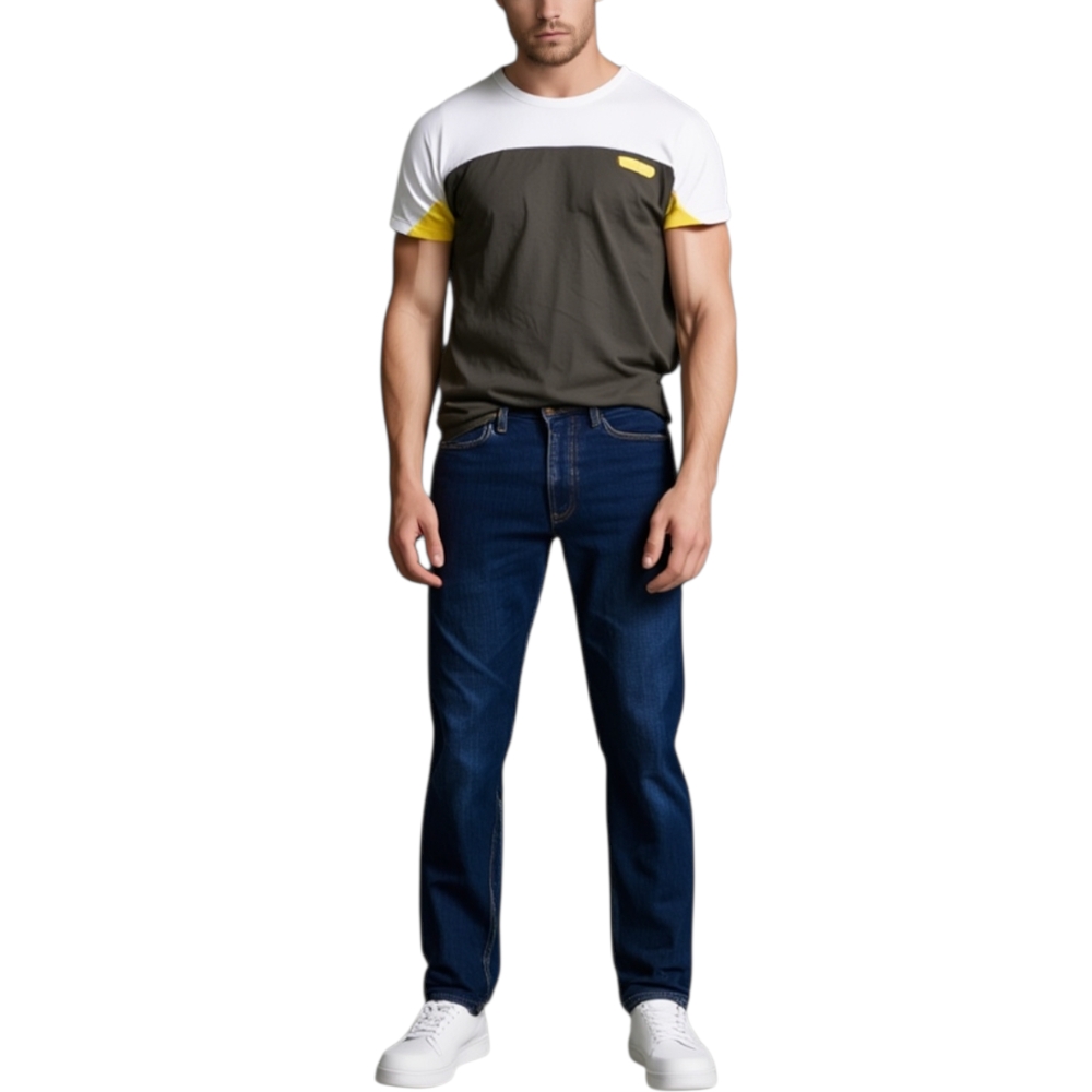 T-shirt  maglia uomo man verde militare con taschino laterale moda tendenza giovanile