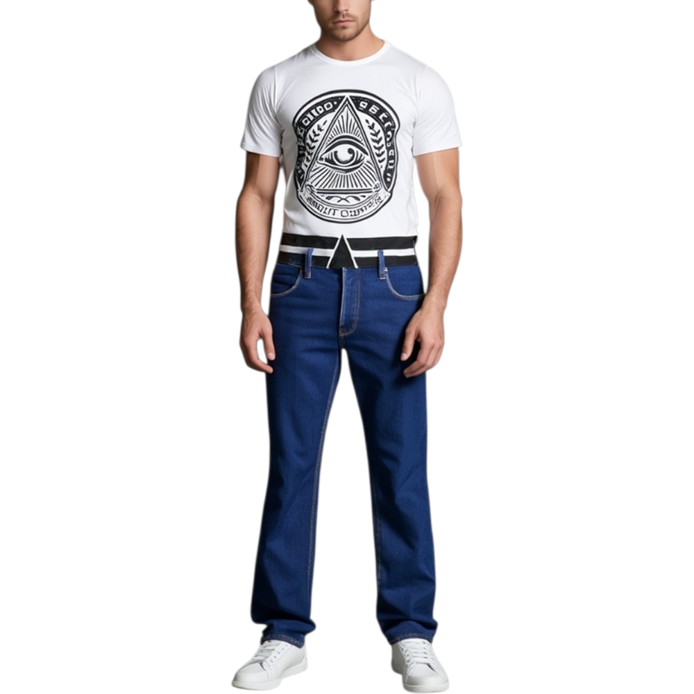 T-Shirt Uomo Girocollo Bianca Stampa Con Stampa Celtica terzo occhio Casual Slim Fit moda uomo