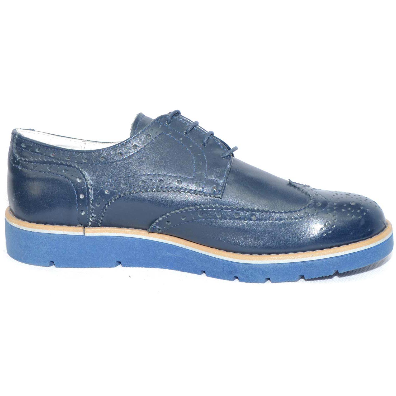 scarpe uomo cerimonia stringate blu vera pelle made in italy moda classico sportivo moda giovanile 