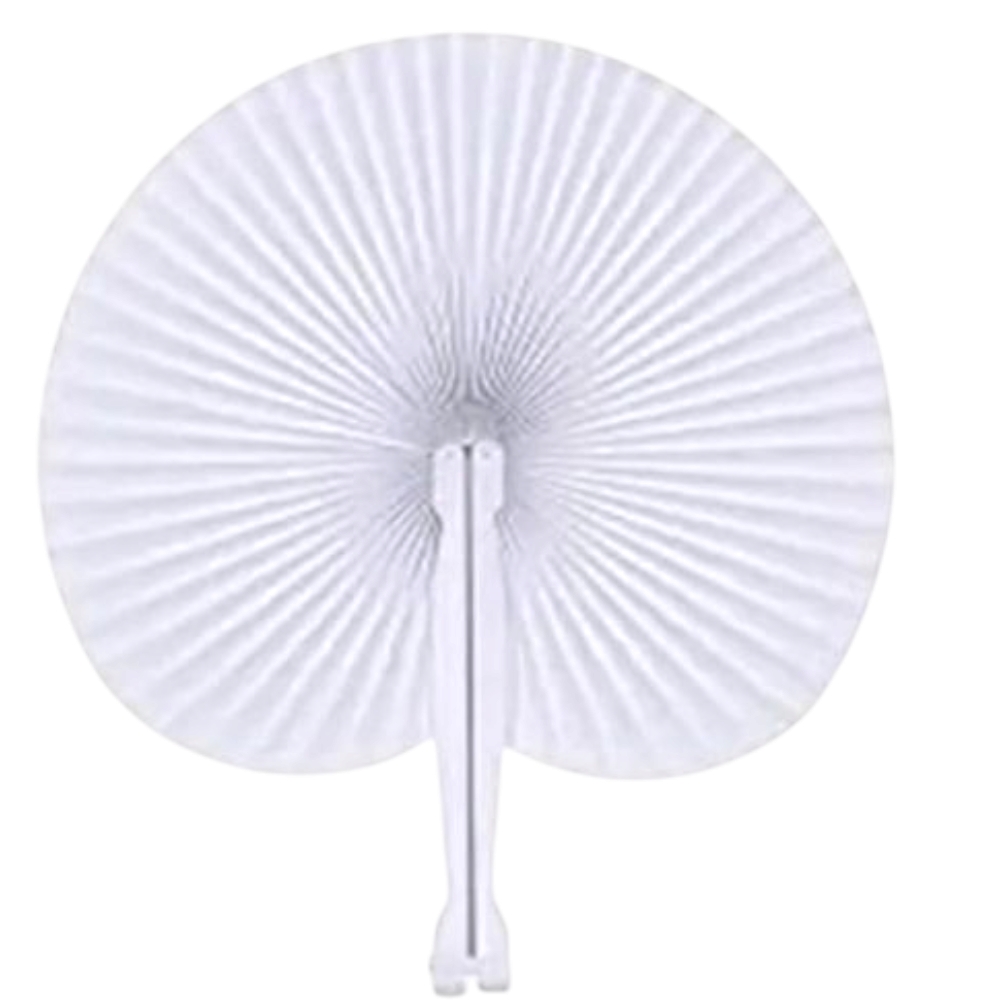 Ventagli di Carta Pieghevoli, 25CM Ventagli di Carta Rotondi Matrimonio Bianco con Manici in Plastica per L'estate Nozze