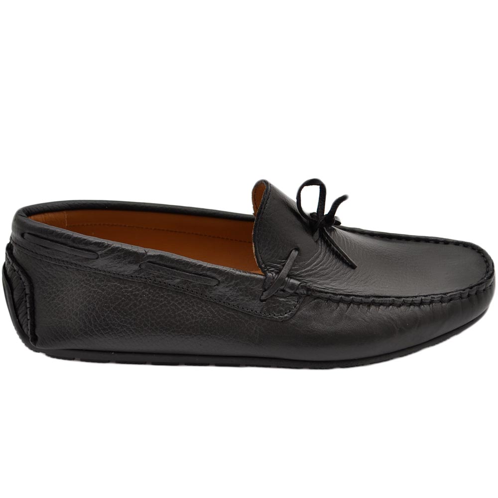 Mocassino car shoes uomo nero nappine a contrasto vera pelle morbida made in italy fondo antiscivolo moda estiva