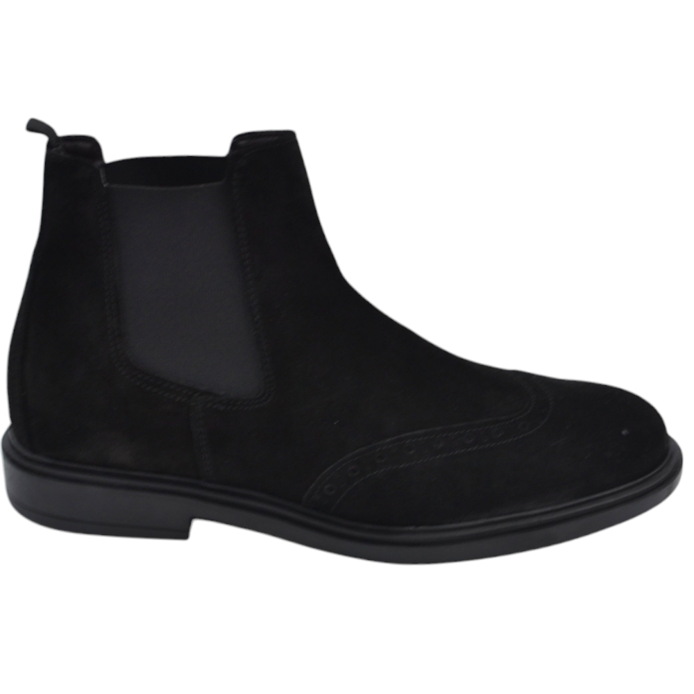 Beatles uomo stivaletto elastico chelsea vera pelle camoscio nera fondo gomma made in italy handmade