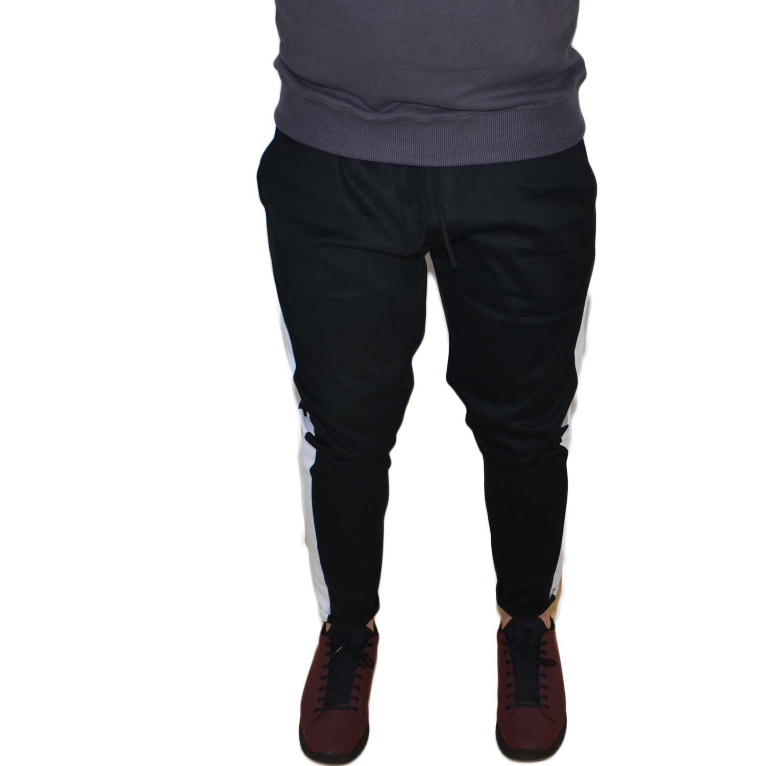 PANTALONI CHINO STRISCIA CROPPED ART 0997 CINIGLIA NERO COMODO