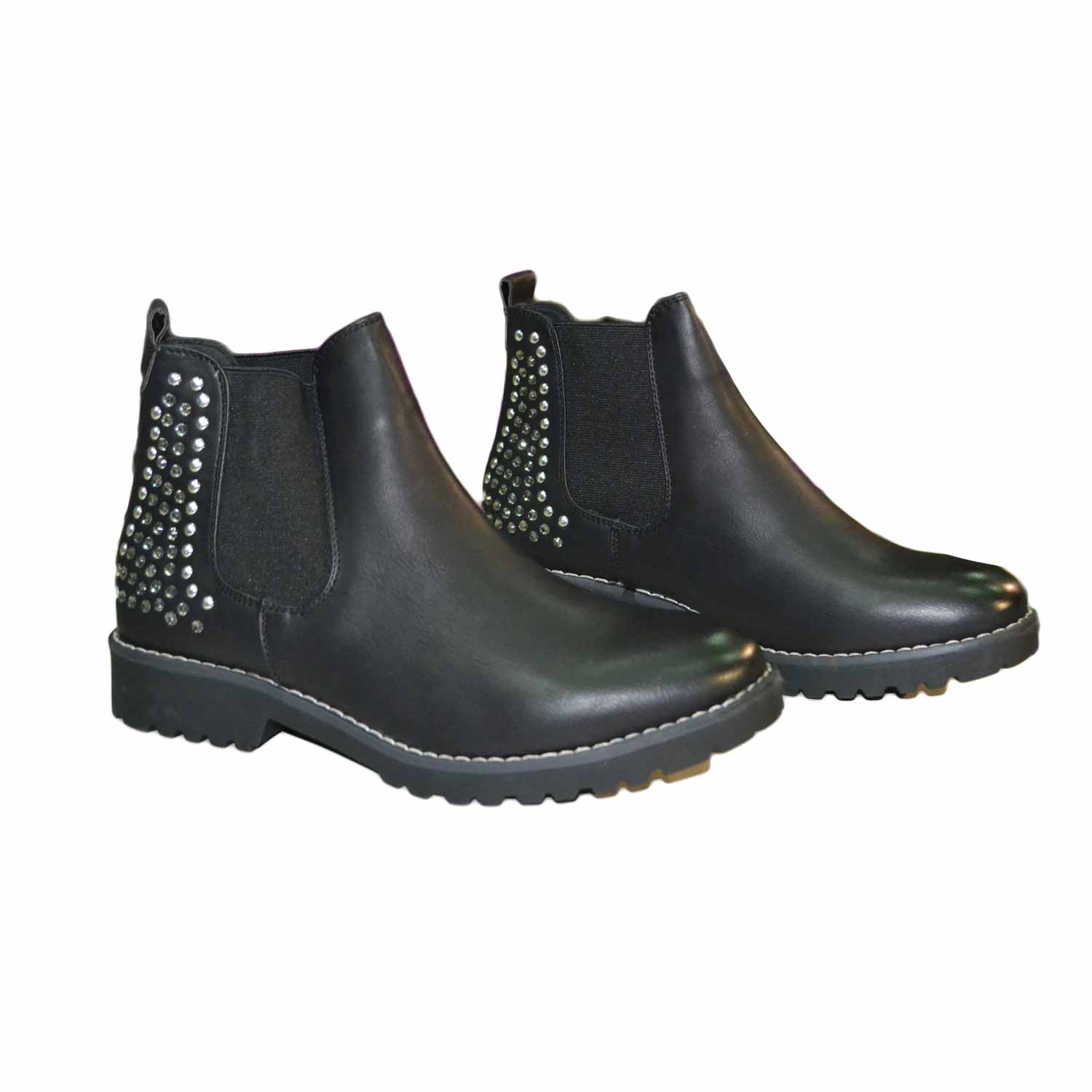 Scarpe donna stivaletto nero basso con strass argento fondo roccia  ultraleggero donna stivaletti Malu Shoes | MaluShoes