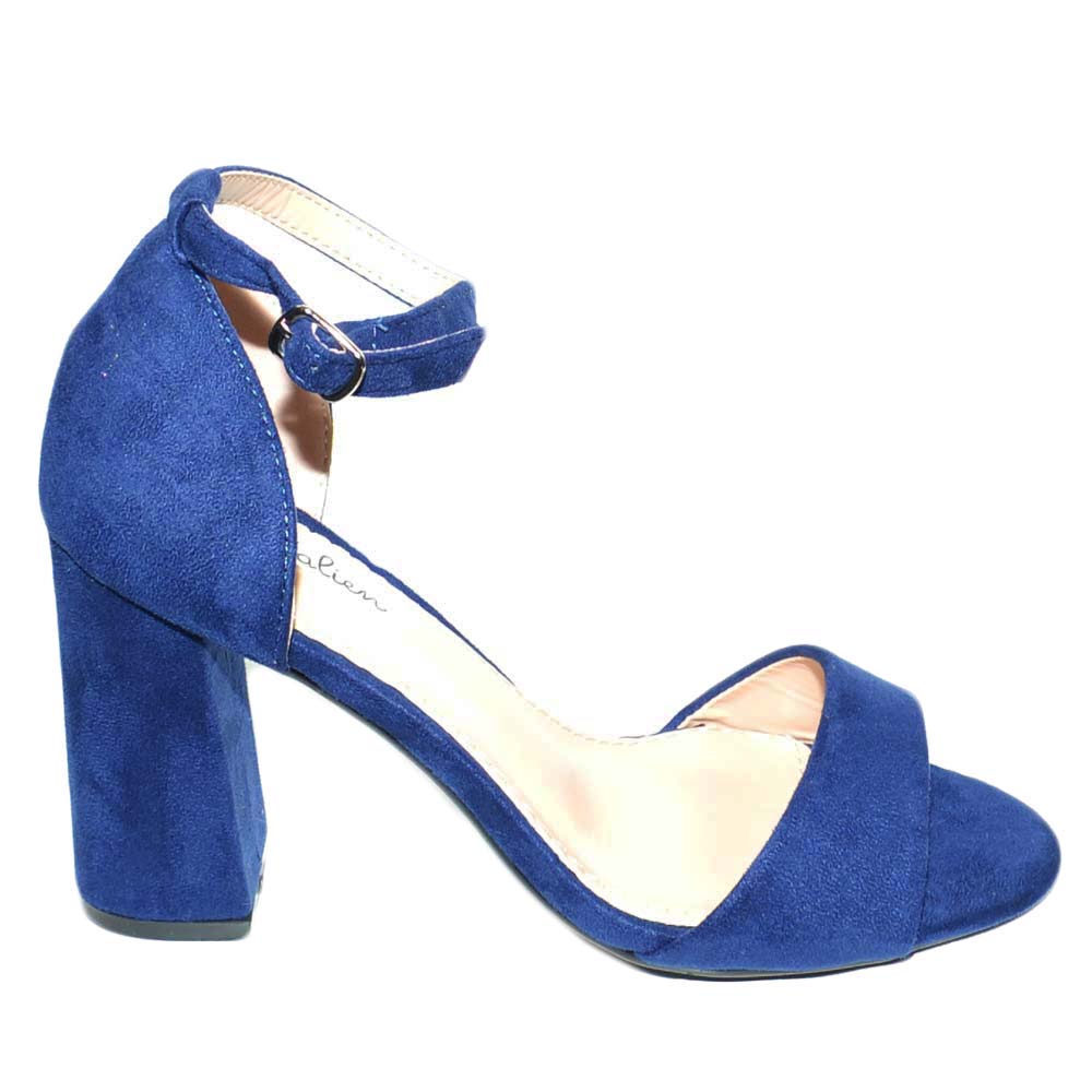 Sandalo tacco doppio comfort asimmetrico blu scarpe donna eleganti per  cerimonia | eBay