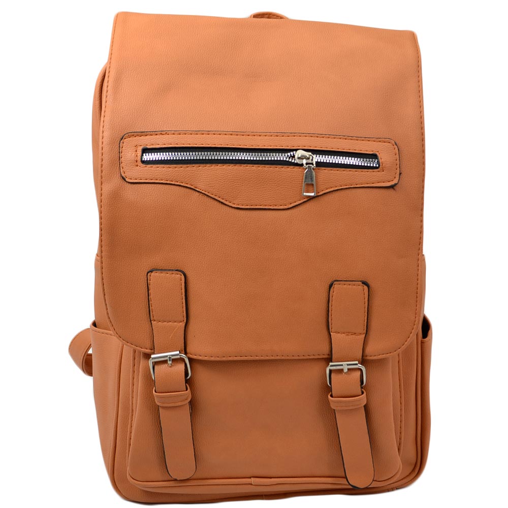 ZAINO UOMO CUOIO CARTELLA CON FIBBIE REGOLABILI ZAINO DA LAVORO MEDIO GRANDE RETTANGOLARE 13 POLLICI LAPTOP PORTATILE PU