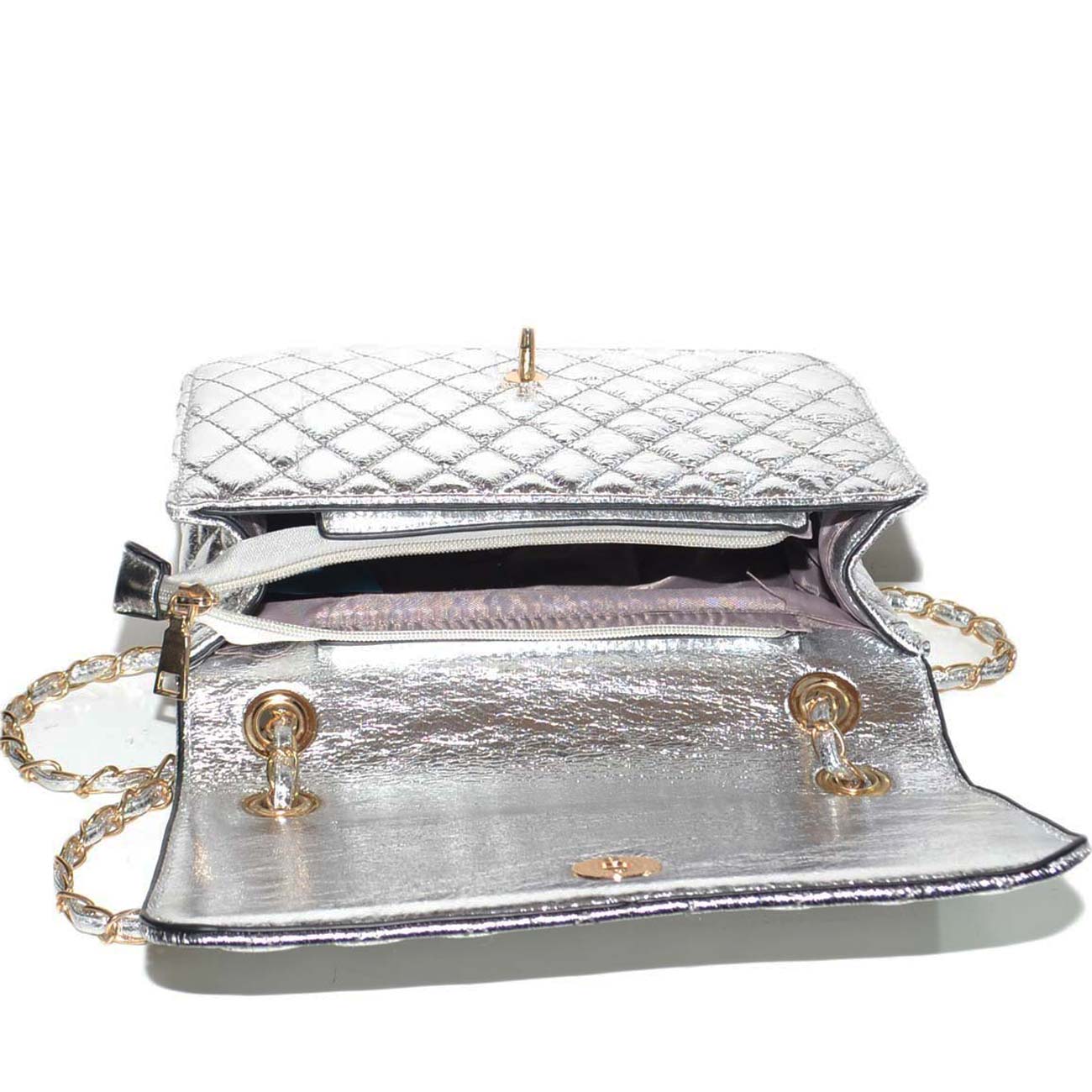 Borsa/pochette da cerimonia argento, oro e nera con brillantini (traco Borsa/pochette da cerimonia argento, oro e nera con brillantini (traco