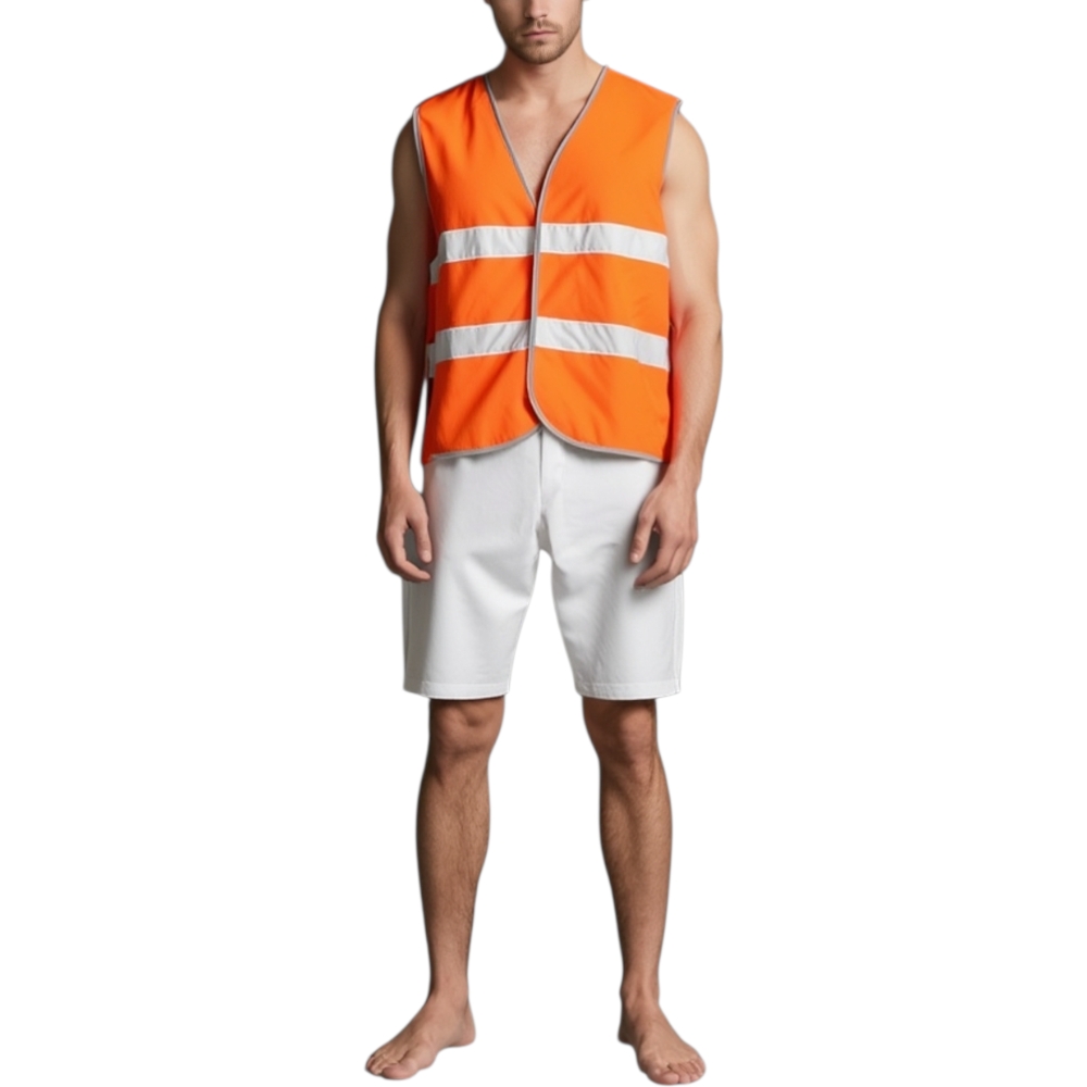 Giubbotti Alta Visibilita' 2 Pezzi Arancioni Gilet Sicurezza 2 Strisce Riflettenti per Lavori Stradali Ciclismo Corsa.