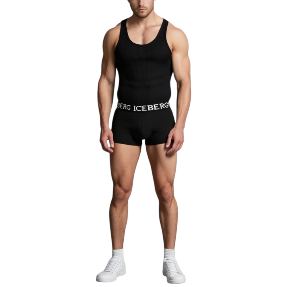 Iceberg Boxers Coton Stretch Homme Nero.