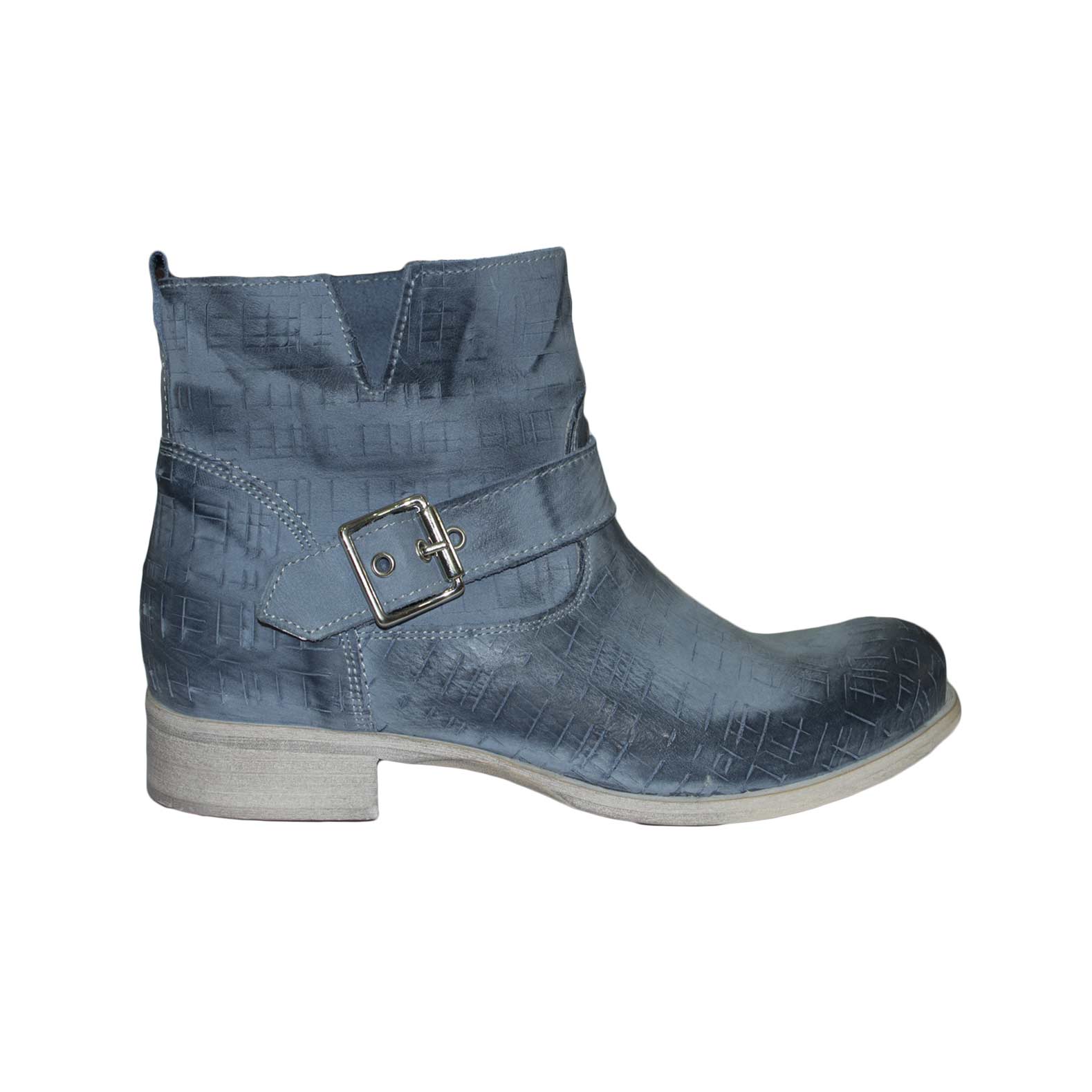 Scarpe donna stivaletto forato vera pelle fibbie made in italy fondo comfort cuoio genuine leather