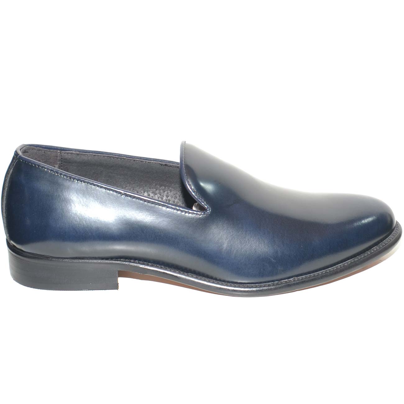 Mocassino uomo slip on classico vera pelle abrasivata semilucida blu con  fondo cuoio artigianale fatti a mano in italia uomo mocassini Malu Shoes |  MaluShoes