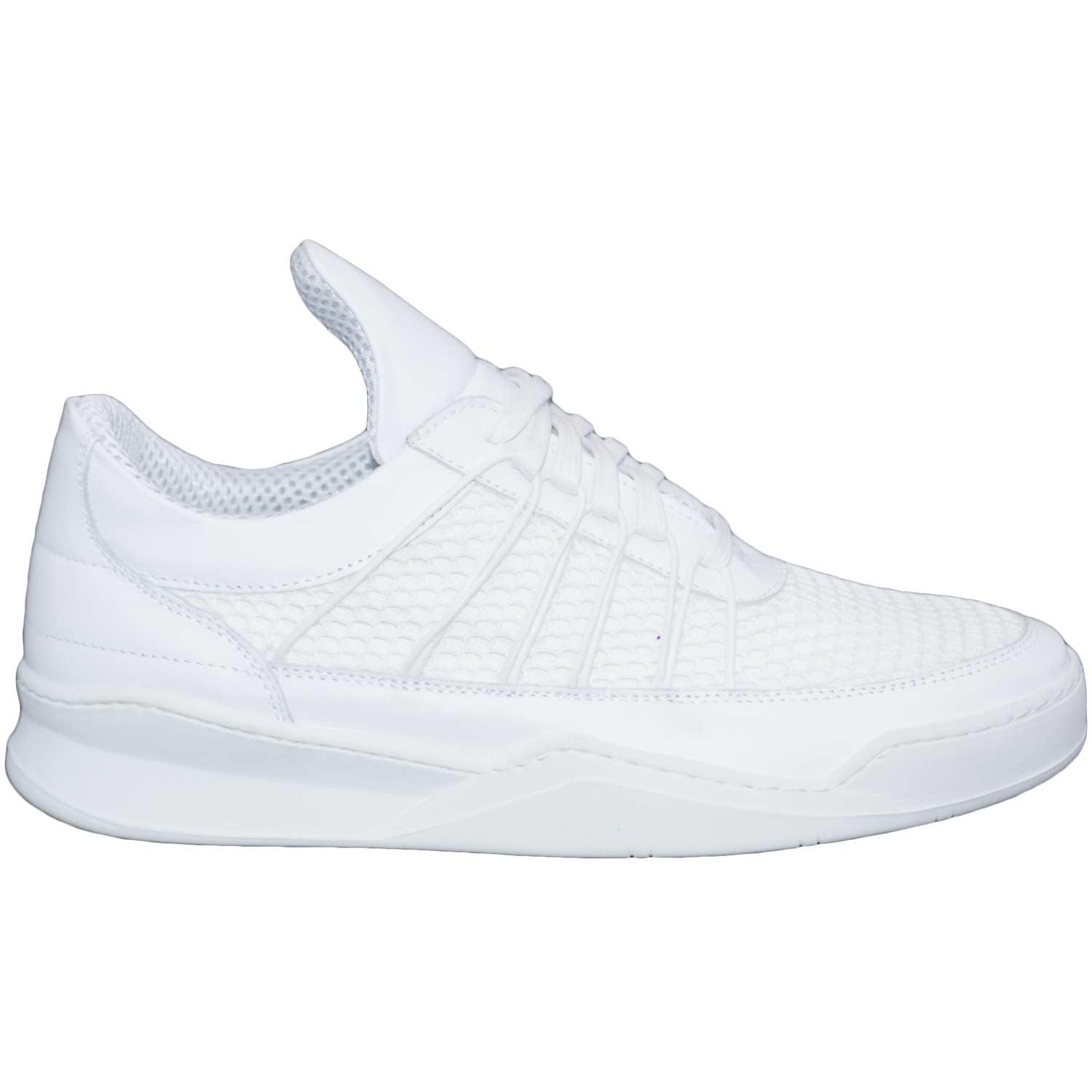 Sneakers bassa uomo linguetta alta tela elastico fondo asimetrico alto bianco underground style.