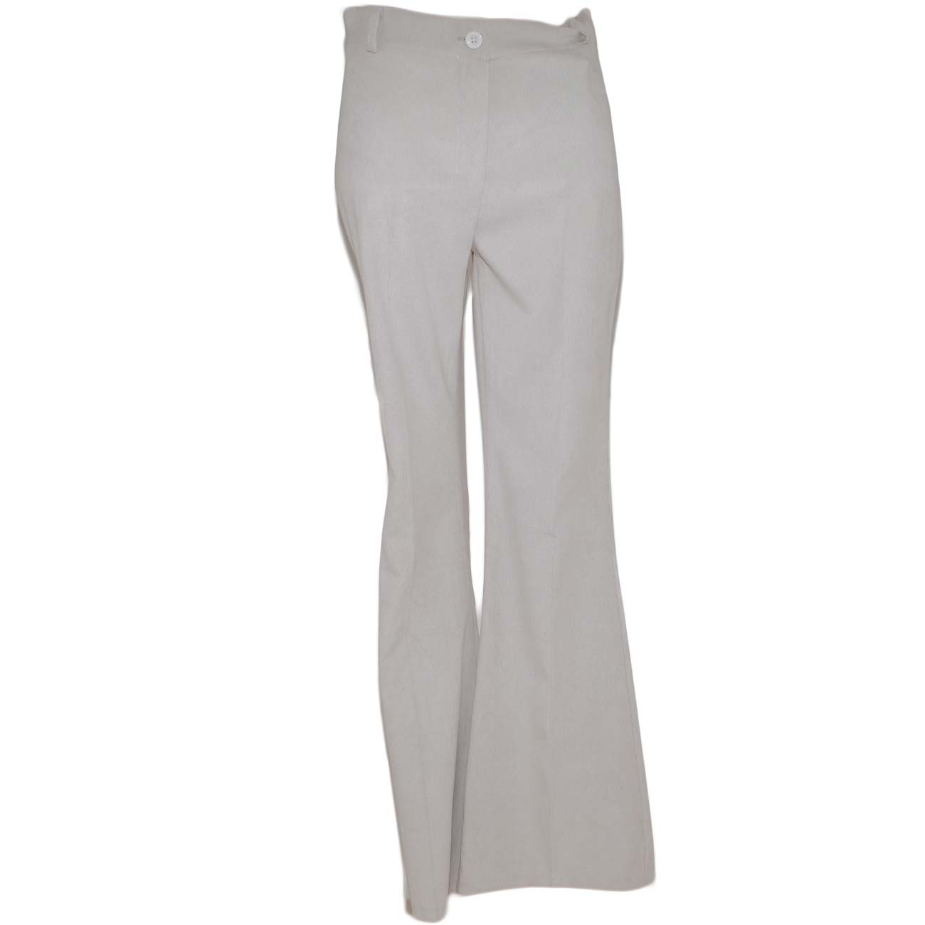 Pantaloni donna a zampa bianco panna a vita alta di ciniglia a coste sexy  slim aderenti tinta unita bell-botton push up donna pantaloni Malu Shoes |  MaluShoes