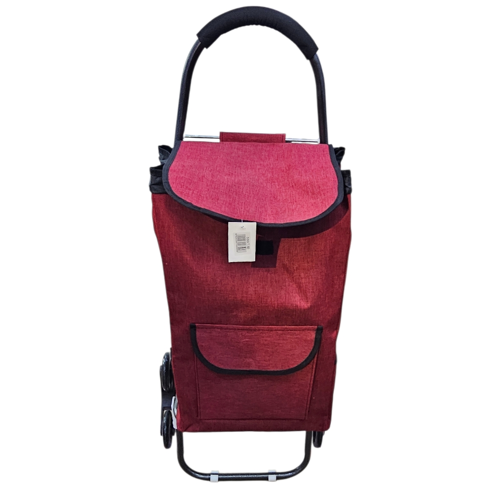 Carrello Spesa Pieghevole Bordeaux Salvaspazio con Ruote Saliscale Telaio Metallo Rinforzato Impermeabile con Chiusura.