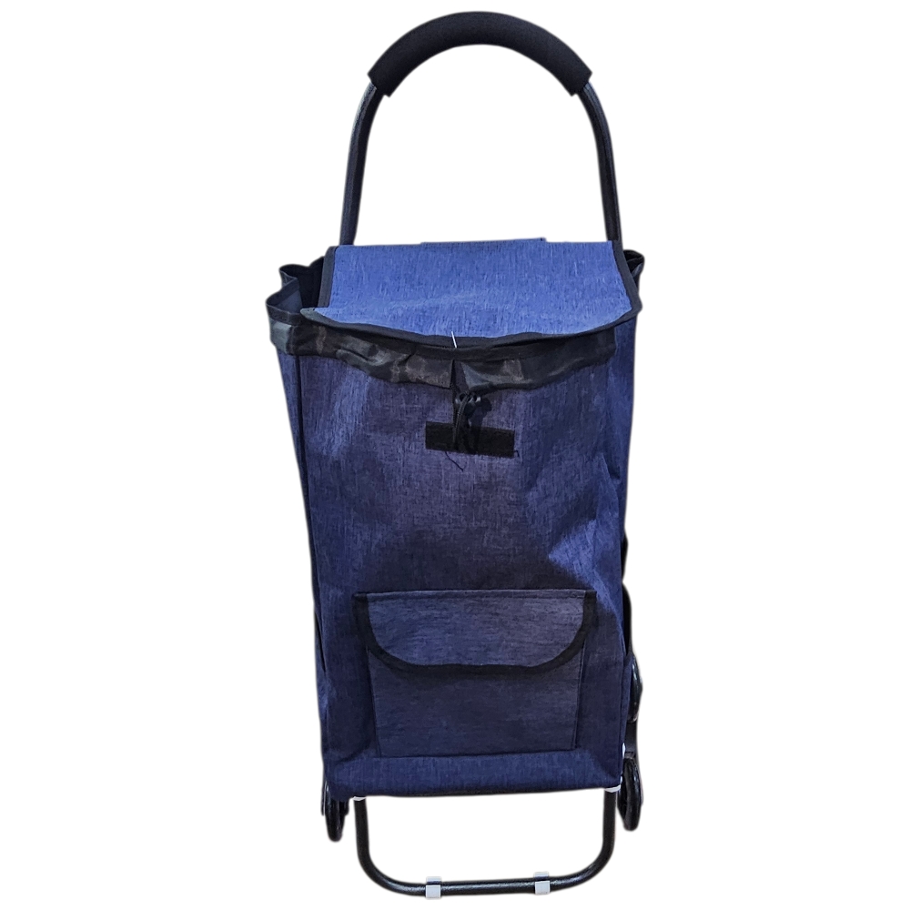 Carrello Spesa Pieghevole blu Salvaspazio con Ruote Saliscale Telaio in Metallo Rinforzato Impermeabile con Chiusura.