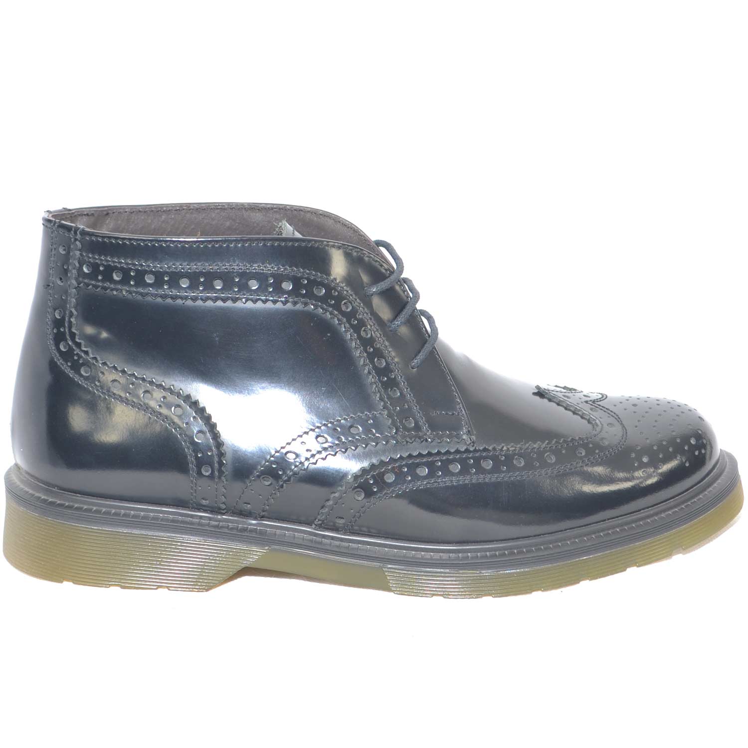 Polacchino scarpe uomo man ricamato in vera pelle abrasivato fondo antiscivolo made in italy 