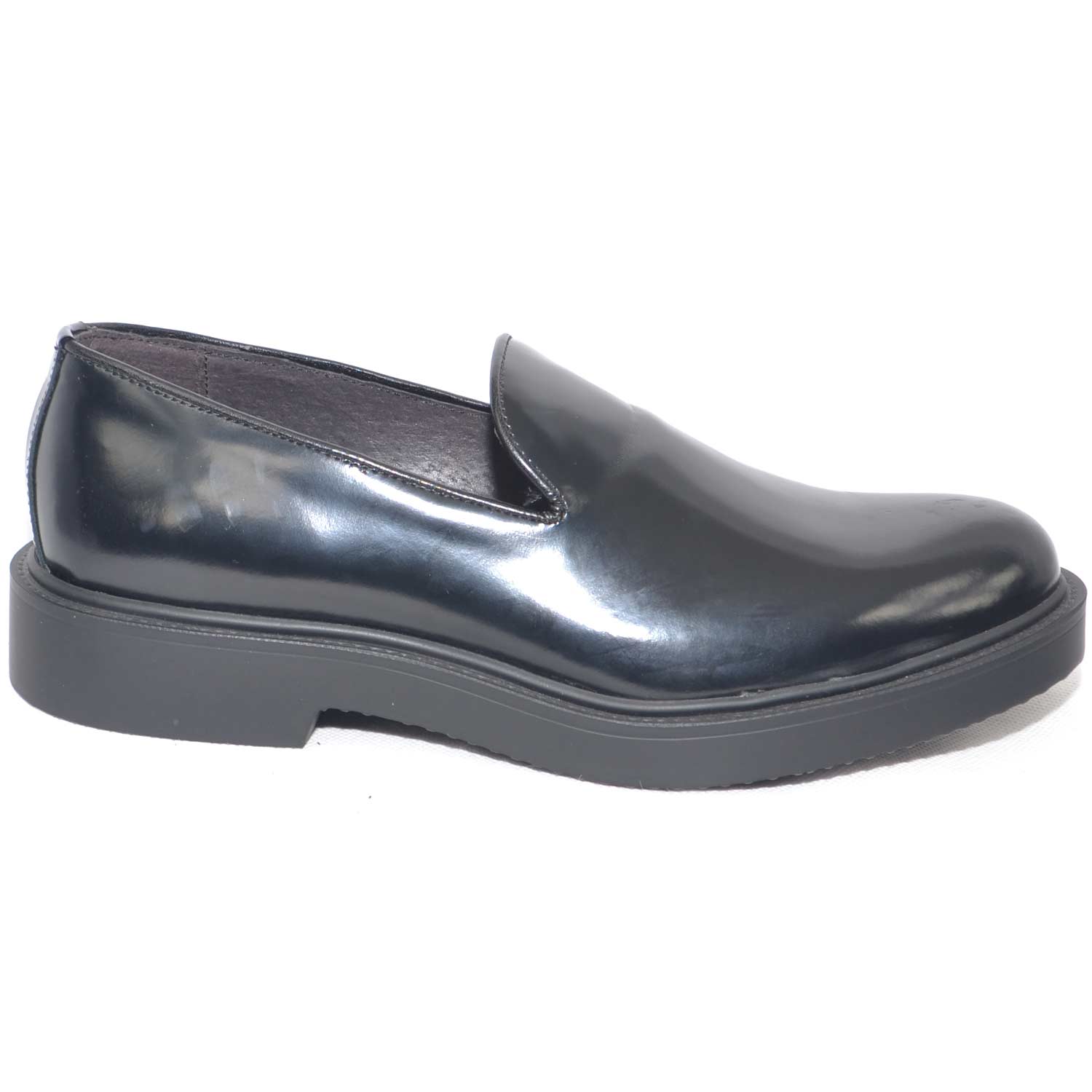 scarpe uomo classico sportivo mocassino nero made in italy tinta unita fondo light punta tonda
