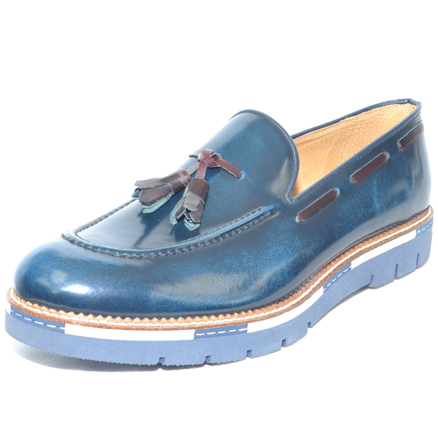 Scarpe Reblù 6003 Uomo In Pelle Bordò - Derby Stringate Made In Italy - Foto 2