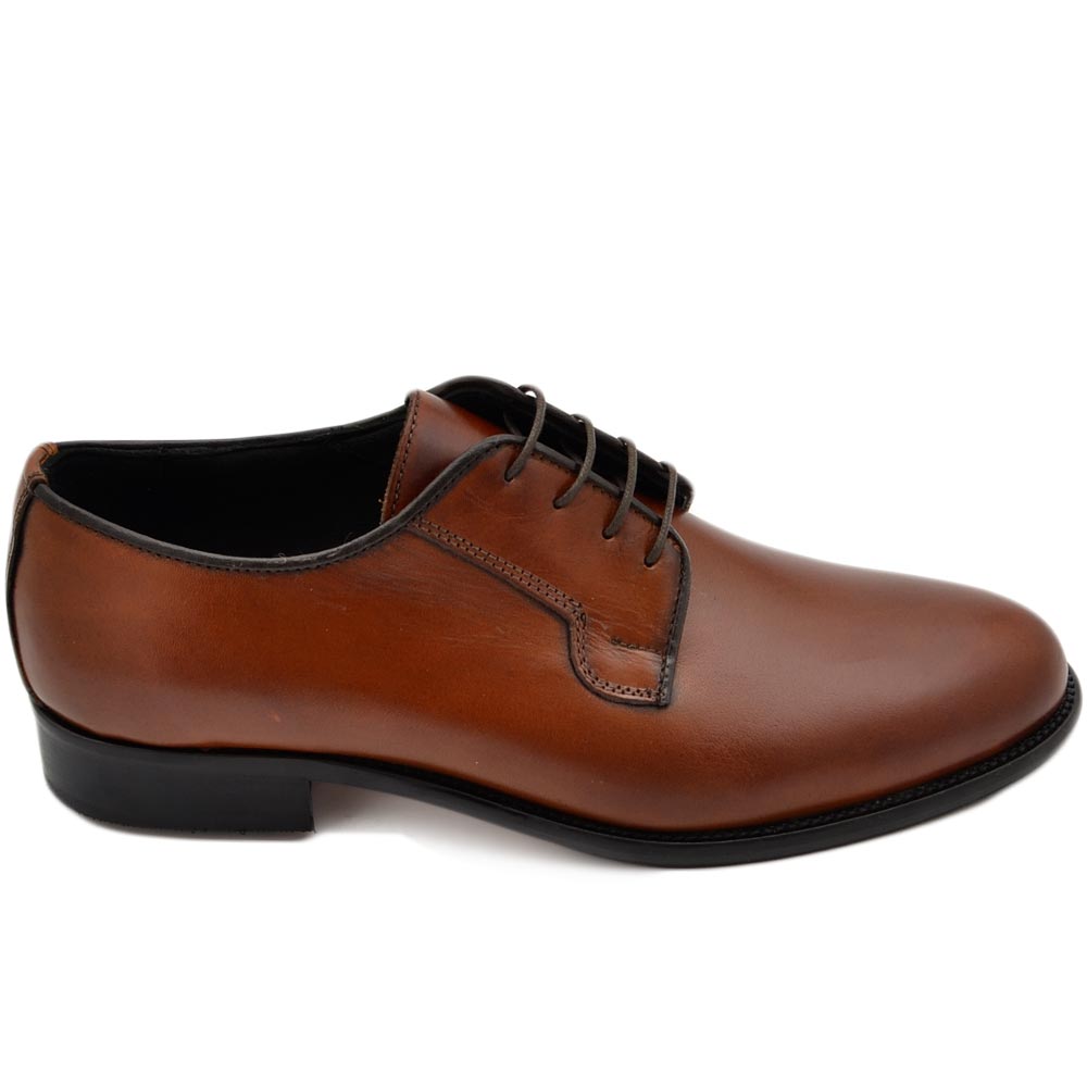 Scarpe uomo stringate vera pelle cuoio spazzolata a mano fondo classico vero cuoio con antiscivolo moda elegante