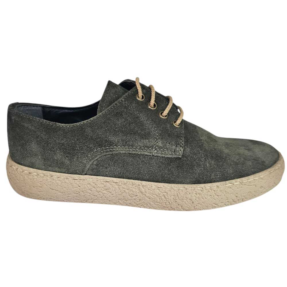 Stringate uomo scamosciate verde fondo steven beige cucito ultraleggero antiscivolo..