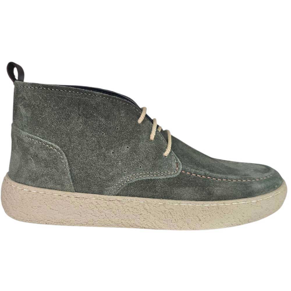 Polacchino classico sportivo casual hanno tomaia vera pelle scamosciata verde resistente traspirante sottopiede comfort	.