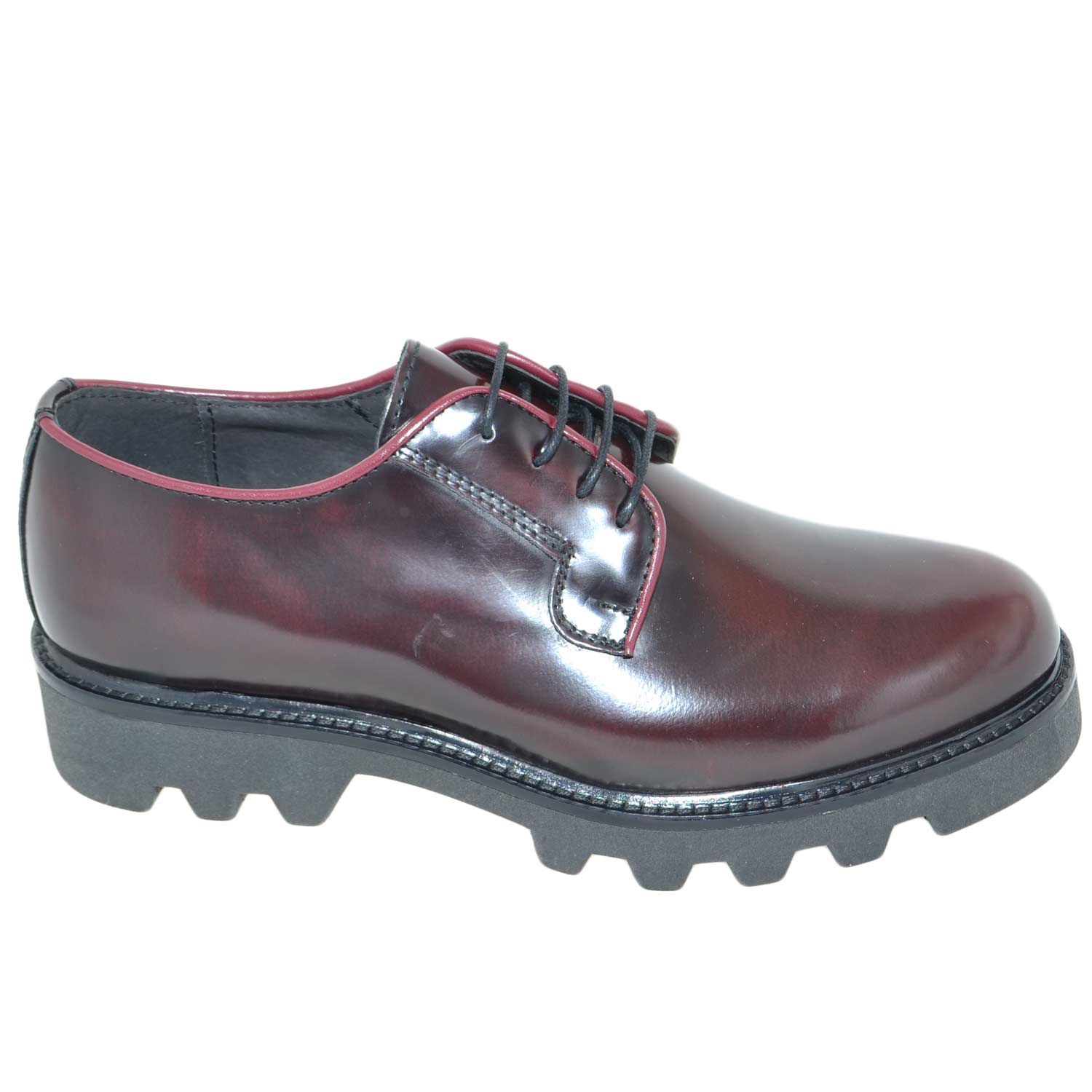 Calzature uomo scarpe art.5342 stringata francesina liscia bordeaux fondo roccia imperial antiscivolo made in italy.