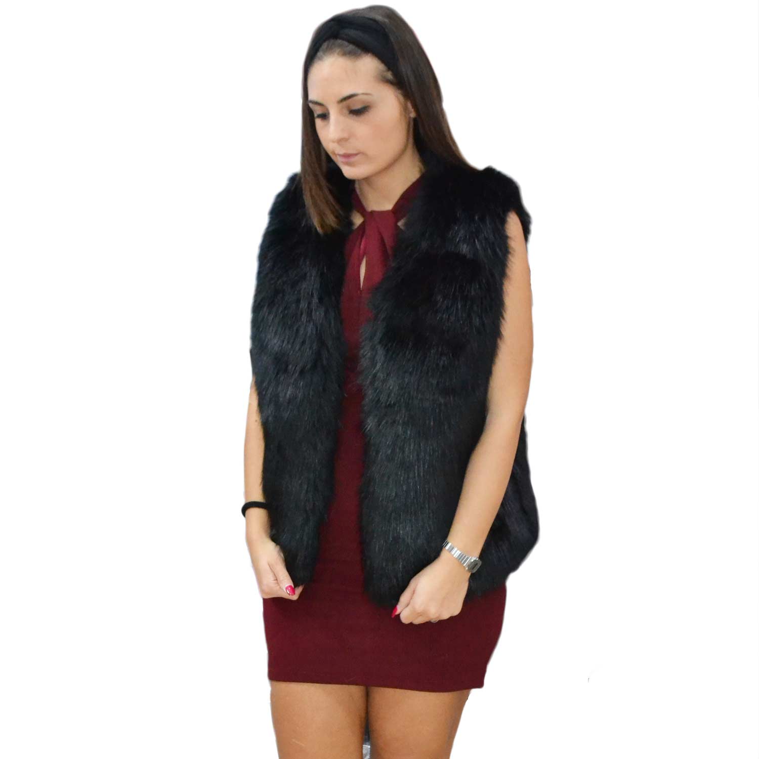 New pelliccia k-zell donna gilet eco pelliccia colore nero cappotto caldo pelliccia morbidissima