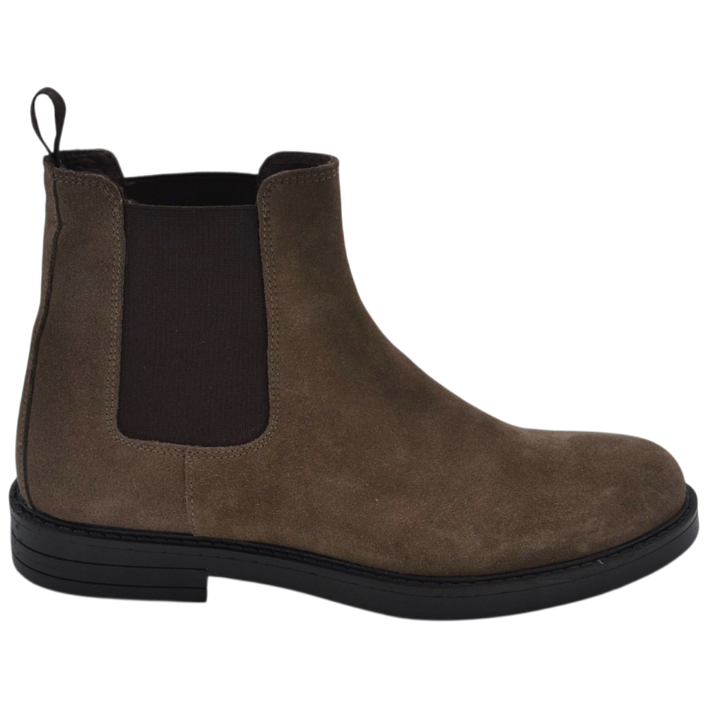 Beatles uomo stivaletto elastico vera pelle scamosciata beige alto fondo gomma made in italy handmade