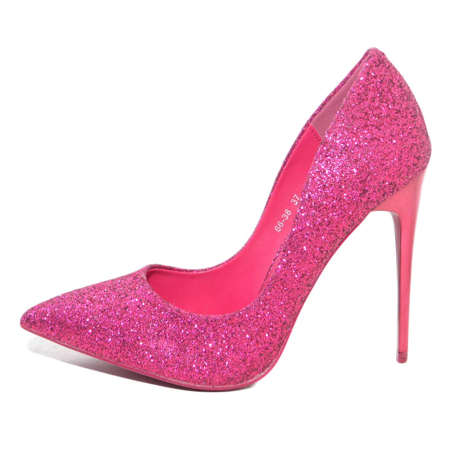 scarpe donna decollete glitter fucsia con tacco laccato tono su tono  elegante donna d�collet� Malu Shoes | MaluShoes