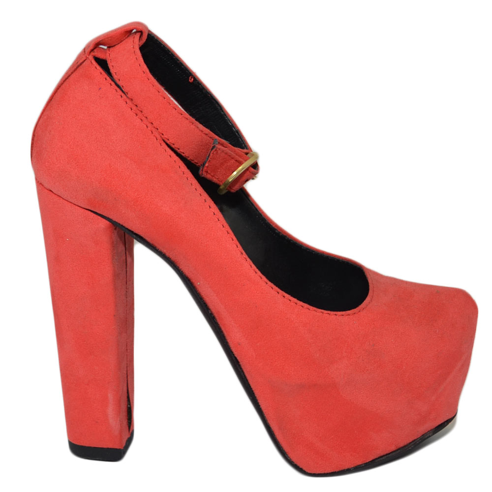 Tronchetto donna rosso cinturino alla caviglia