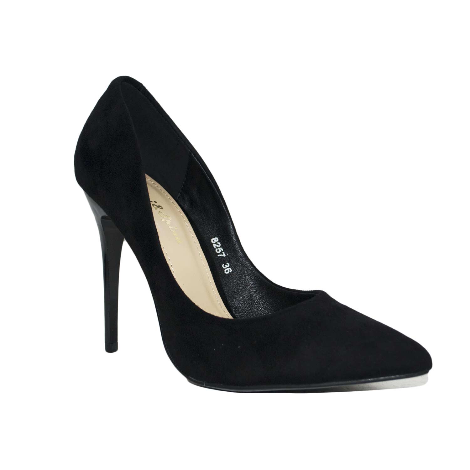 Scarpe donna art 8257 tacco spillo nero camoscio tacco lucido moda tendenza