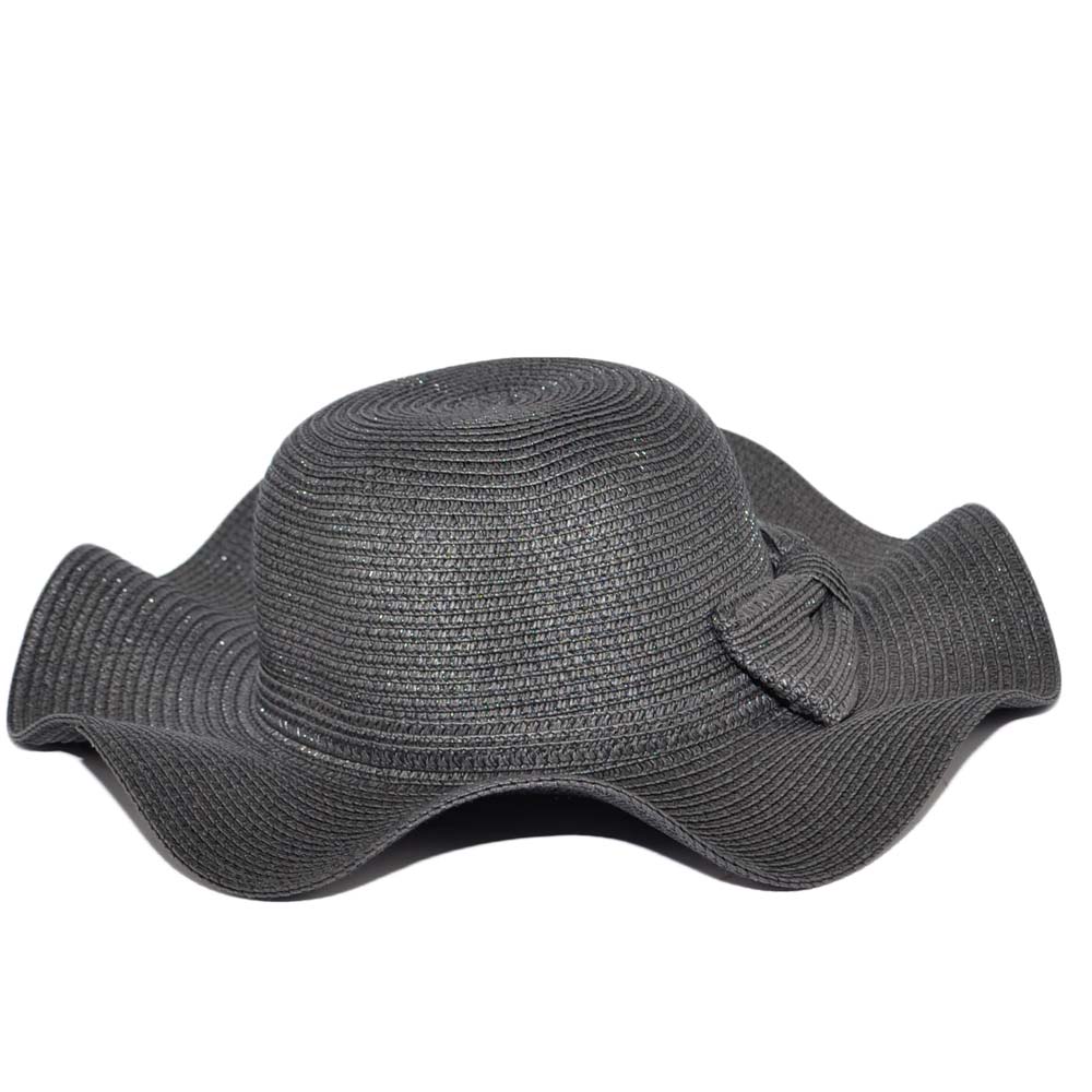 Cappello Parasole di Paglia nero da donna Elegante Tesa Larga da Sole Estate flessibile e pieghevole per l’estate 