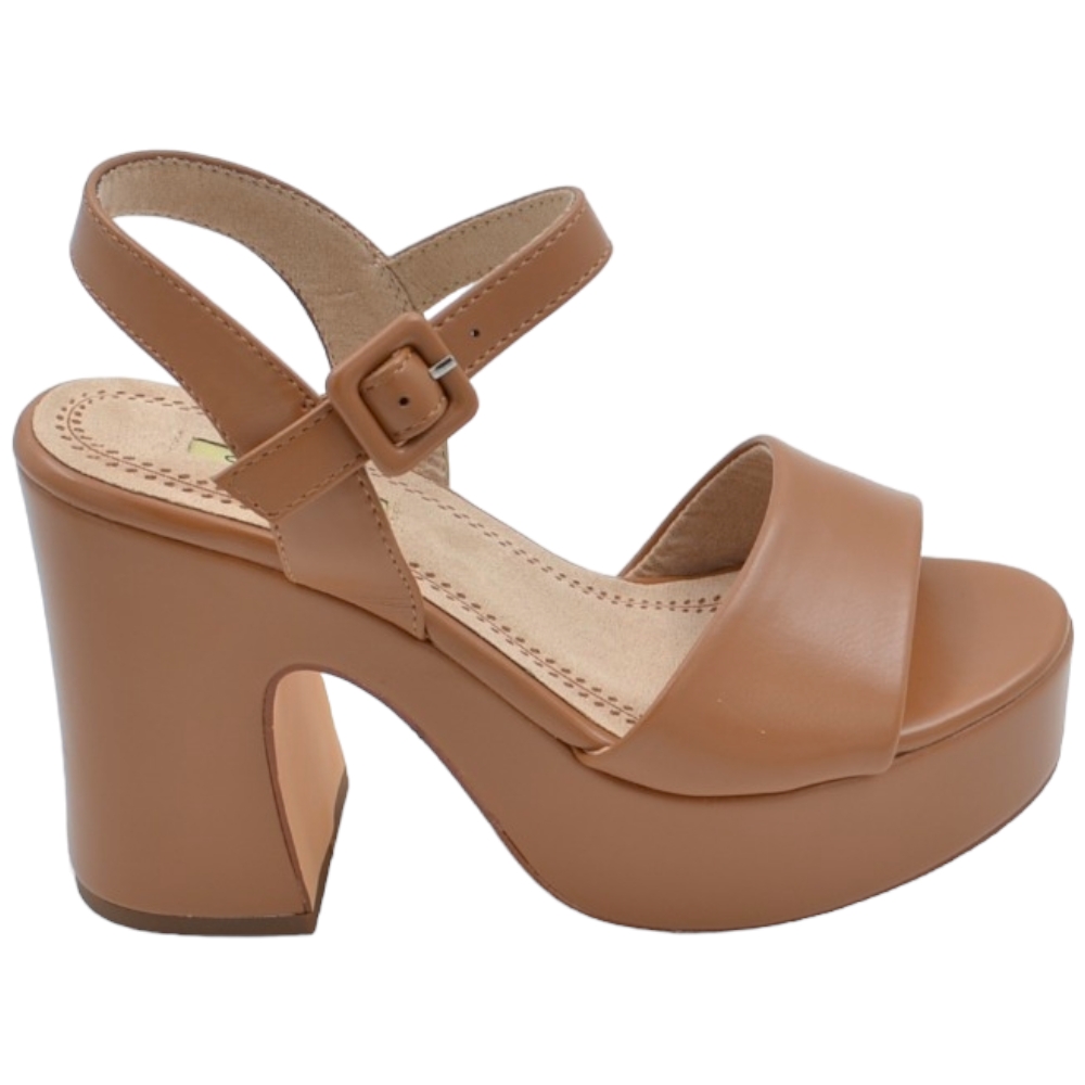 Scarpe sandalo donna pelle cuoio platform punta rotonda tacco largo 10 cm plateau 4 cm cinturino alla caviglia open toe.