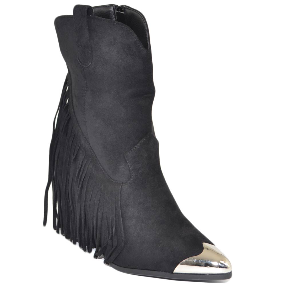 Stivaletti Donna In Pelle Sintetica Effetto Jeans - Tacco, Zip Laterale, Modello GR-6653 - Foto 8