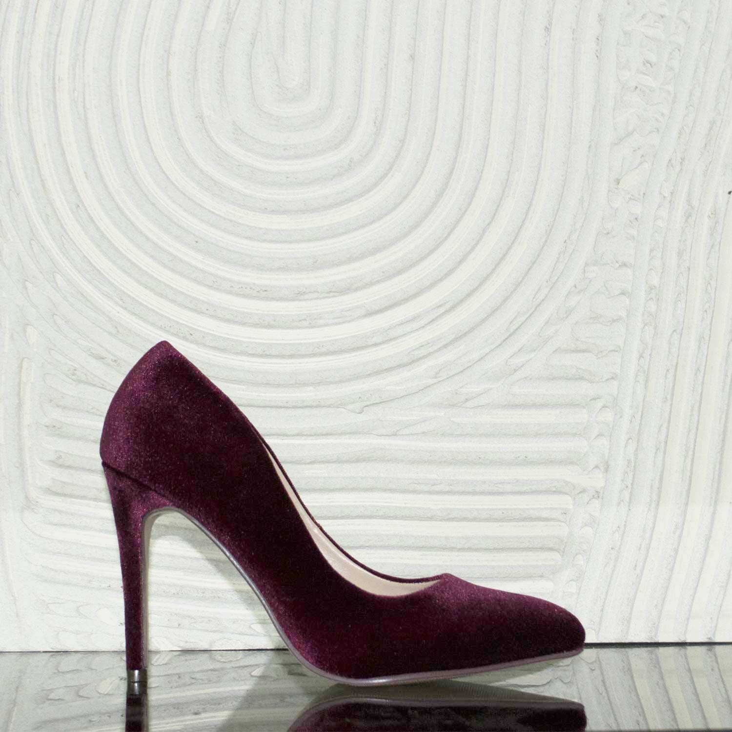 Scarpe donna tacco spillo bordeaux ciniglia velluto moda glamour donna  d�collet� ideal shoes | MaluShoes
