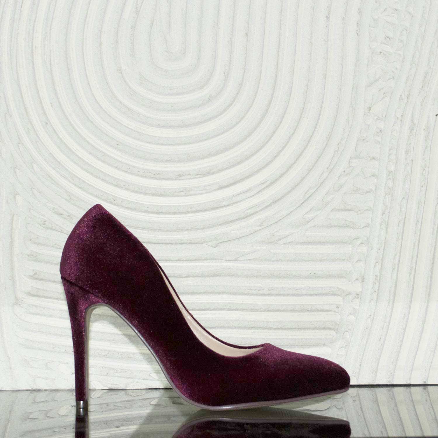 Scarpe donna tacco spillo bordeaux ciniglia velluto moda glamour