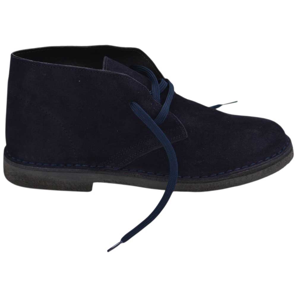 Polacchino uomo vera pelle scamosciata blu comfort gomma business professionista handmade in italy