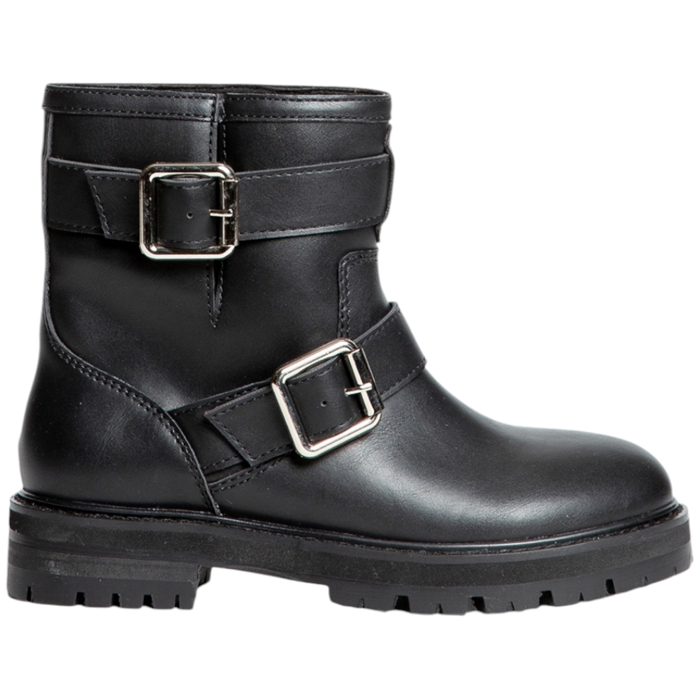 Stivale donna Corina M4830 in pelle nera alla caviglia fibbie e stringhe regolabili gomma alta zigrinate moda trendy 