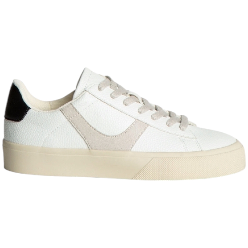 Sneakers bassa donna Corina M4515 in nabuk e pelle bianca e neutra e fortino nero comode moda made in Spain