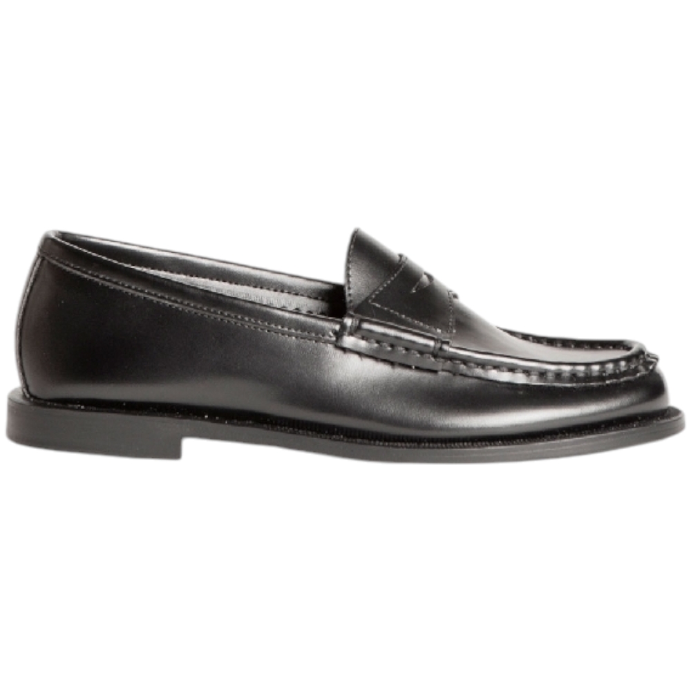 Mocassini donna Corina college in pelle nera con bendina suola cuoio liscia light moda tendenza