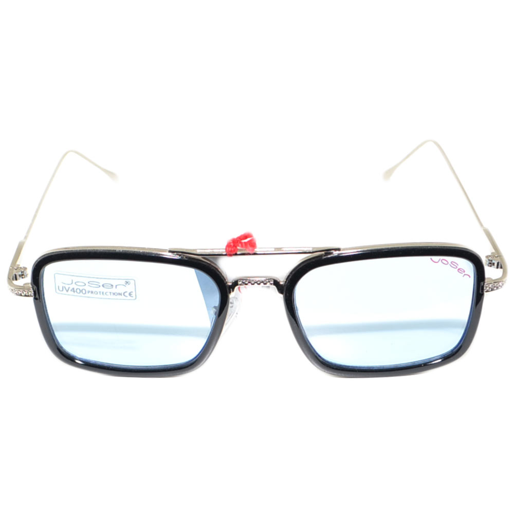 Occhiali da sole sunglasses uomo nero modello quadrato con lente semi trasparente moda giovane